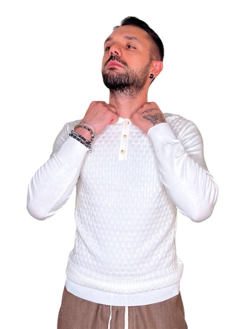 POLO UOMO MANICA LUNGA CON COLLETTO BIANCO - immagine 5