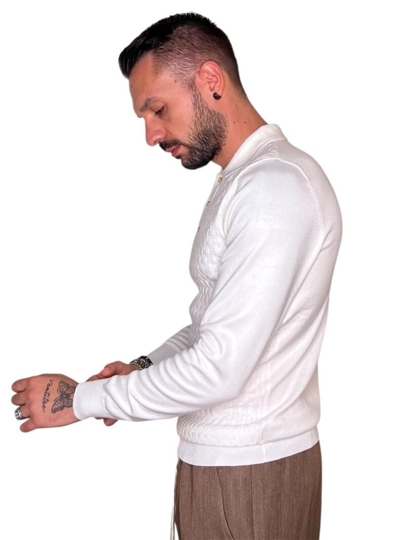 POLO UOMO MANICA LUNGA CON COLLETTO BIANCO - immagine 4