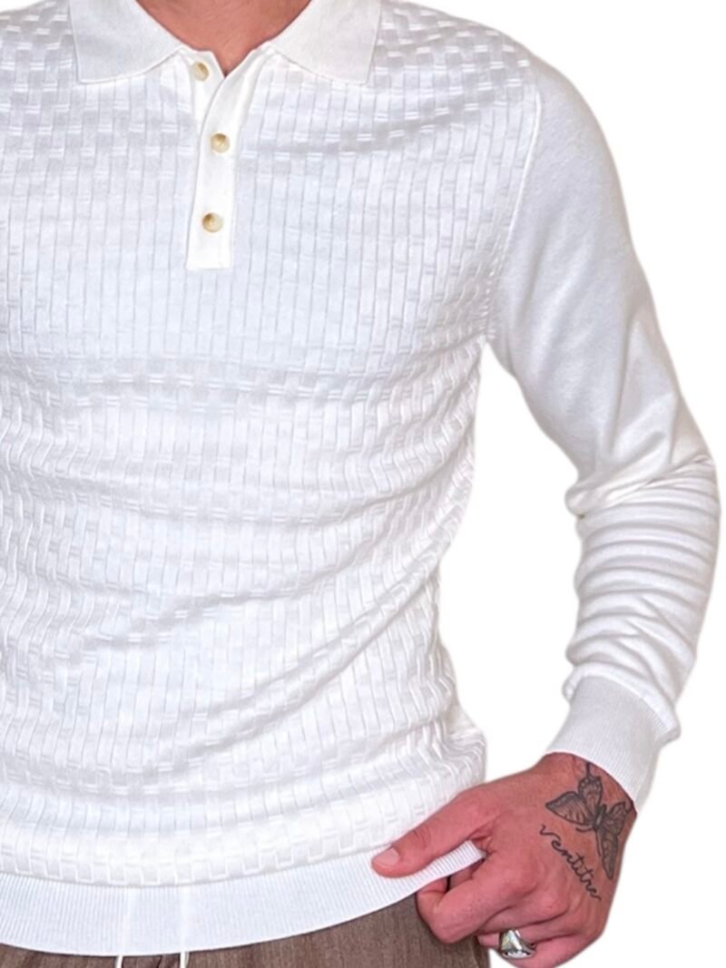 POLO UOMO MANICA LUNGA CON COLLETTO BIANCO - immagine 2