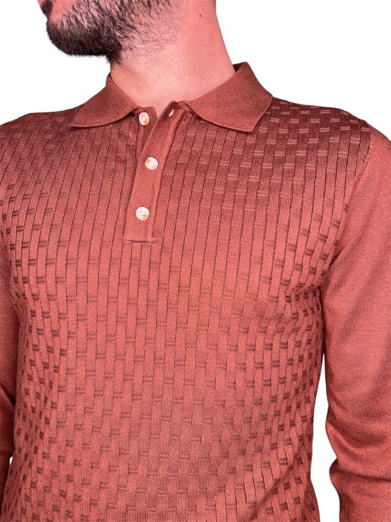 POLO UOMO MANICA LUNGA CON COLLETTO CARAMEL - immagine 2