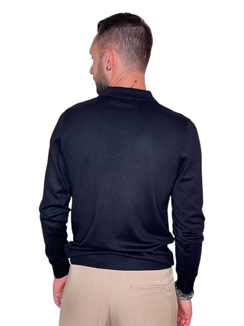 POLO UOMO MANICA LUNGA CON COLLETTO NERO - immagine 3