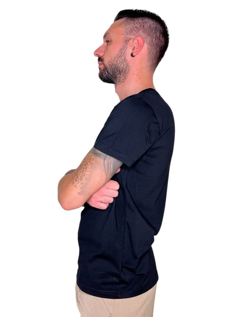 T-SHIRT BASIC IN COTONE NERO-MANICA CORTA - immagine 3