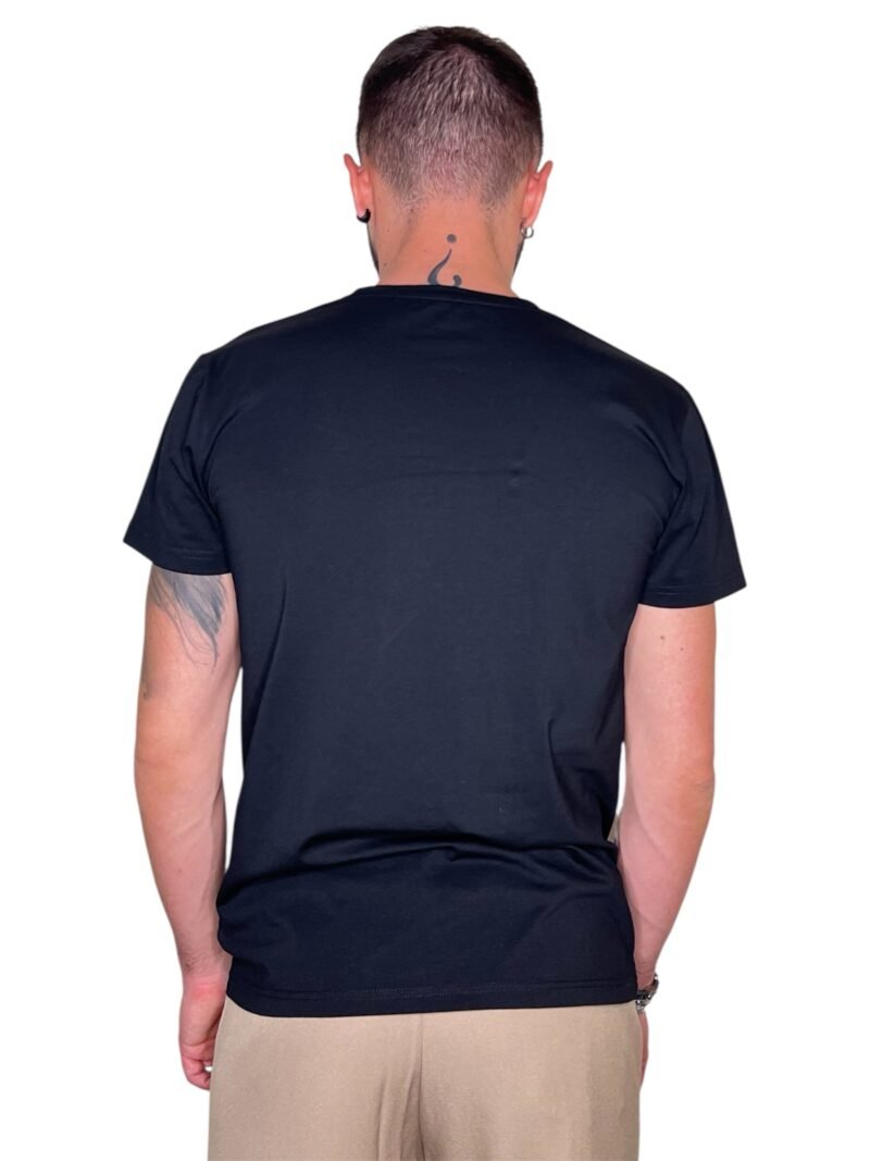 T-SHIRT BASIC IN COTONE NERO-MANICA CORTA - immagine 2