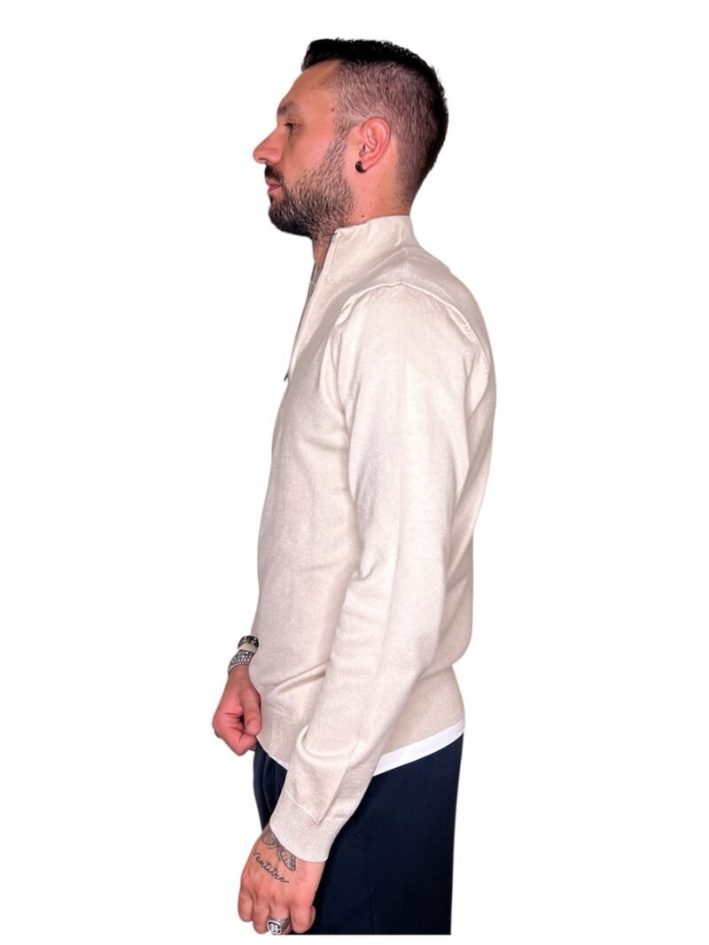 MAGLIA UOMO MEZZO COLLO CON ZIP BEIGE - immagine 5