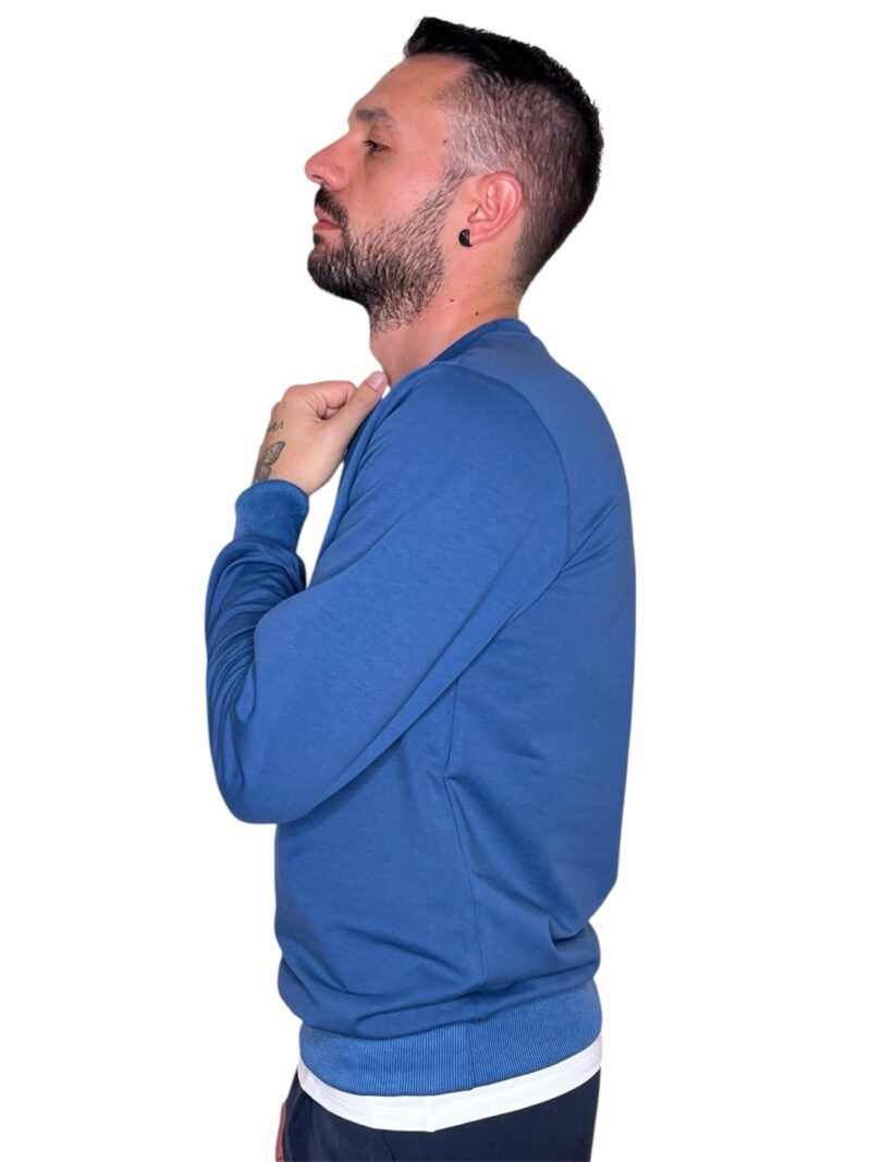 FELPA LEGGERA GIROCOLLO IN COTONE BLU - immagine 4