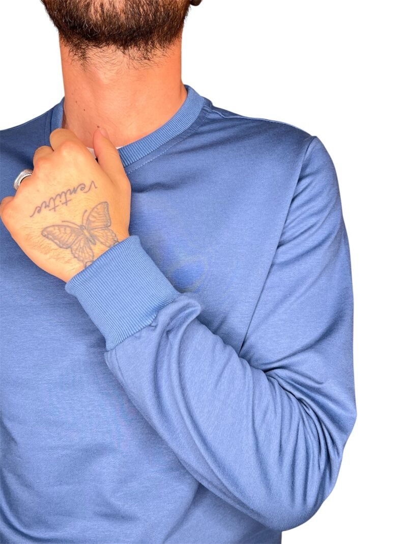 FELPA LEGGERA GIROCOLLO IN COTONE BLU - immagine 2