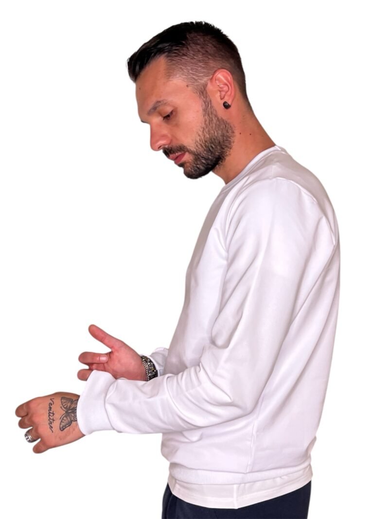 FELPA LEGGERA GIROCOLLO IN COTONE BIANCO - immagine 5