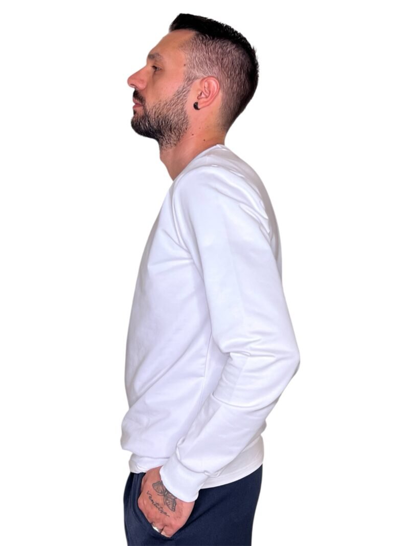 FELPA LEGGERA GIROCOLLO IN COTONE BIANCO - immagine 4