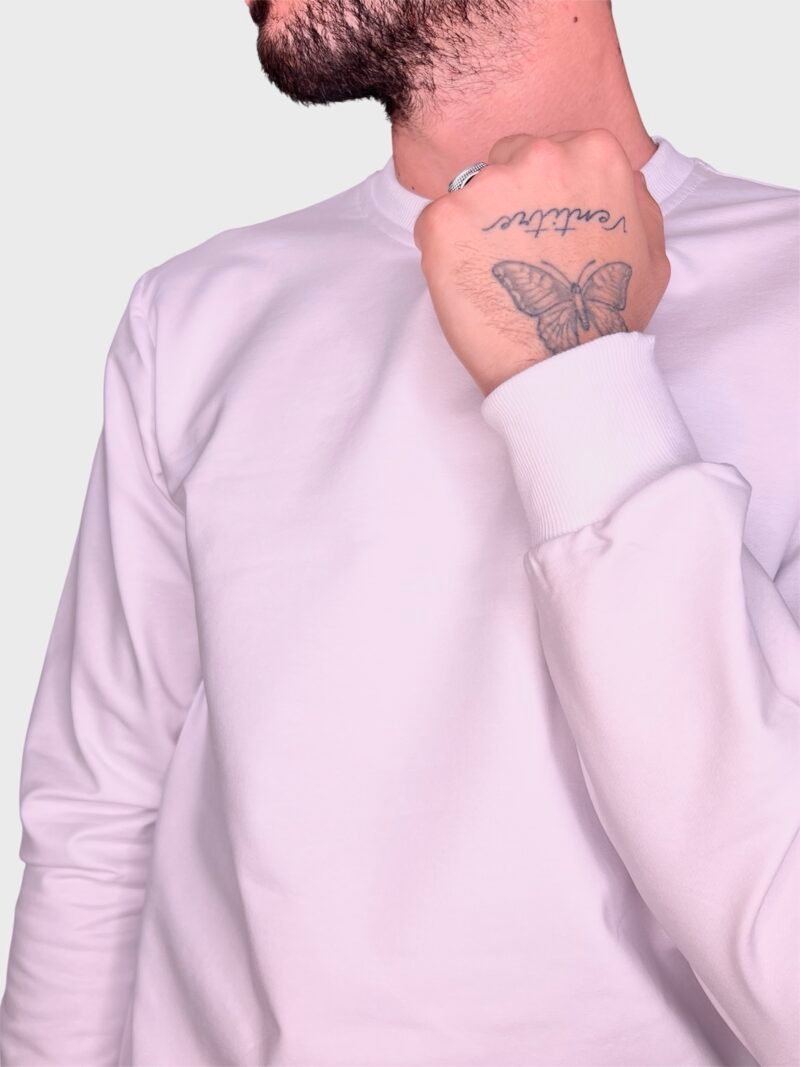 FELPA LEGGERA GIROCOLLO IN COTONE BIANCO - immagine 3