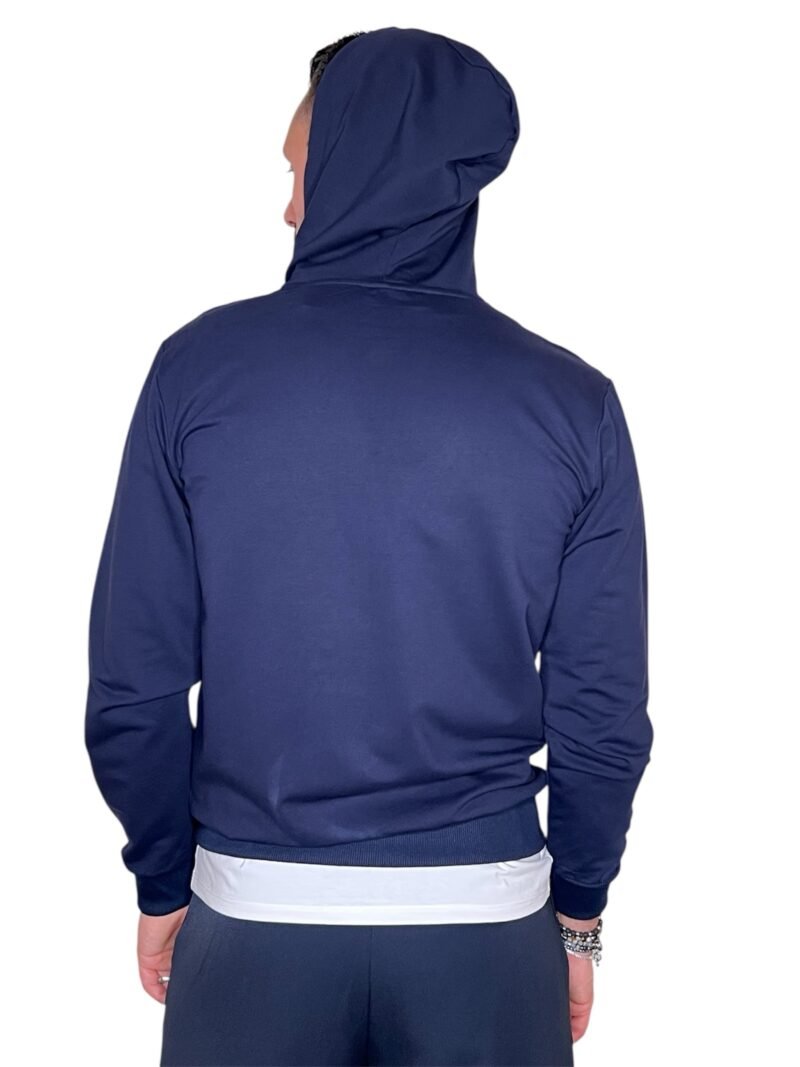 FELPA LEGGERA CON CAPPUCCIO E ZIP BLU - immagine 2