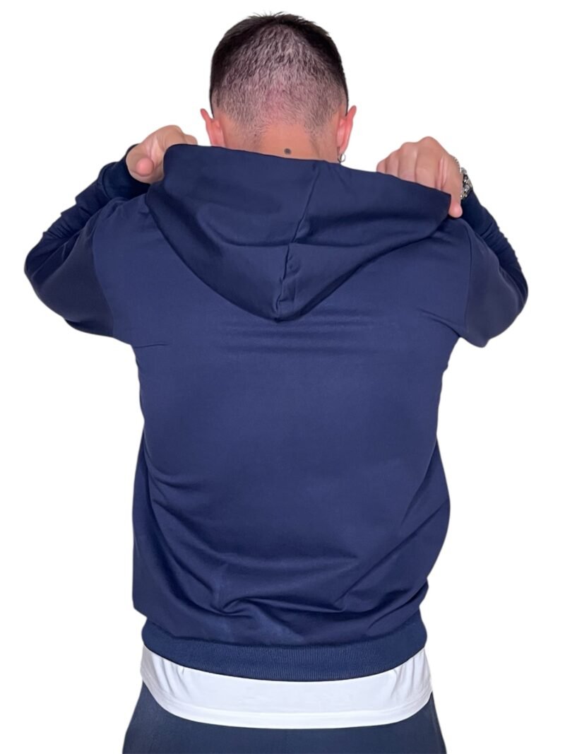 FELPA LEGGERA CON CAPPUCCIO E ZIP BLU - immagine 3