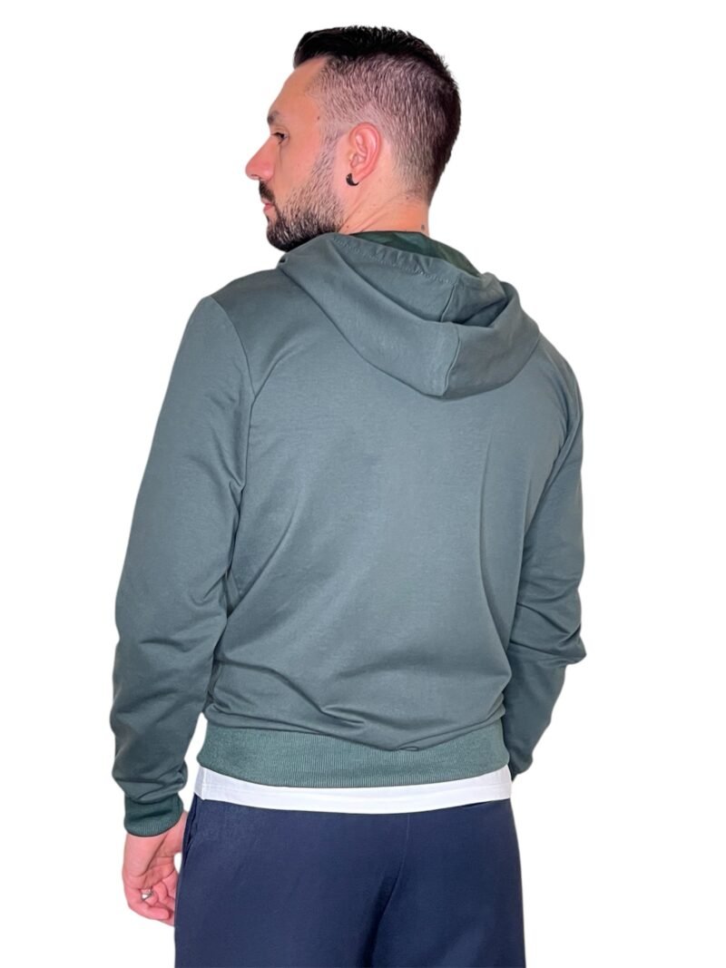 FELPA LEGGERA CON CAPPUCCIO E ZIP VERDE - immagine 3