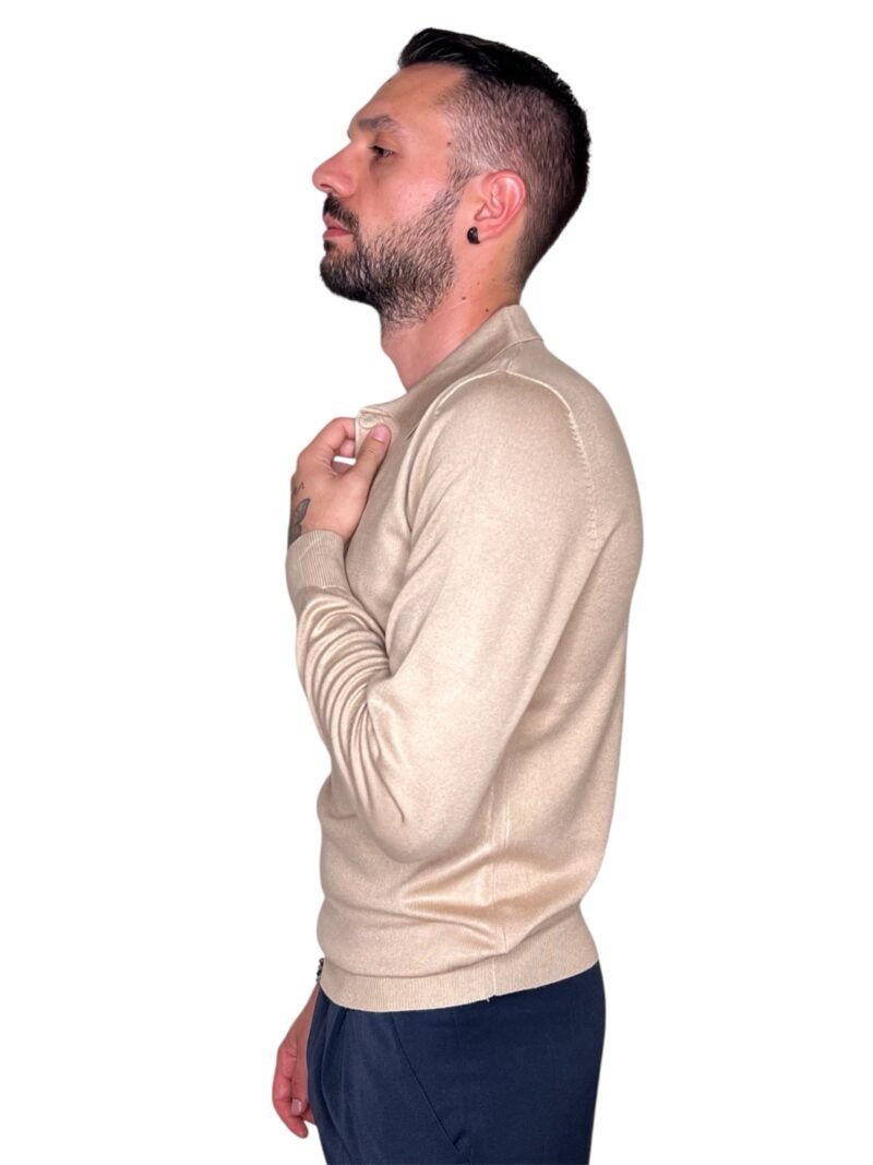 POLO UOMO MANICA LUNGA CON COLLETTO BEIGE - immagine 4