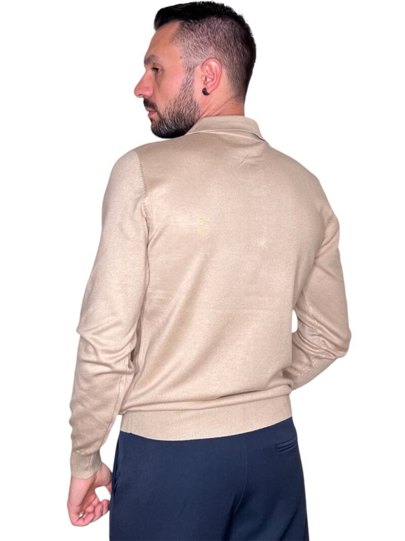POLO UOMO MANICA LUNGA CON COLLETTO BEIGE - immagine 2