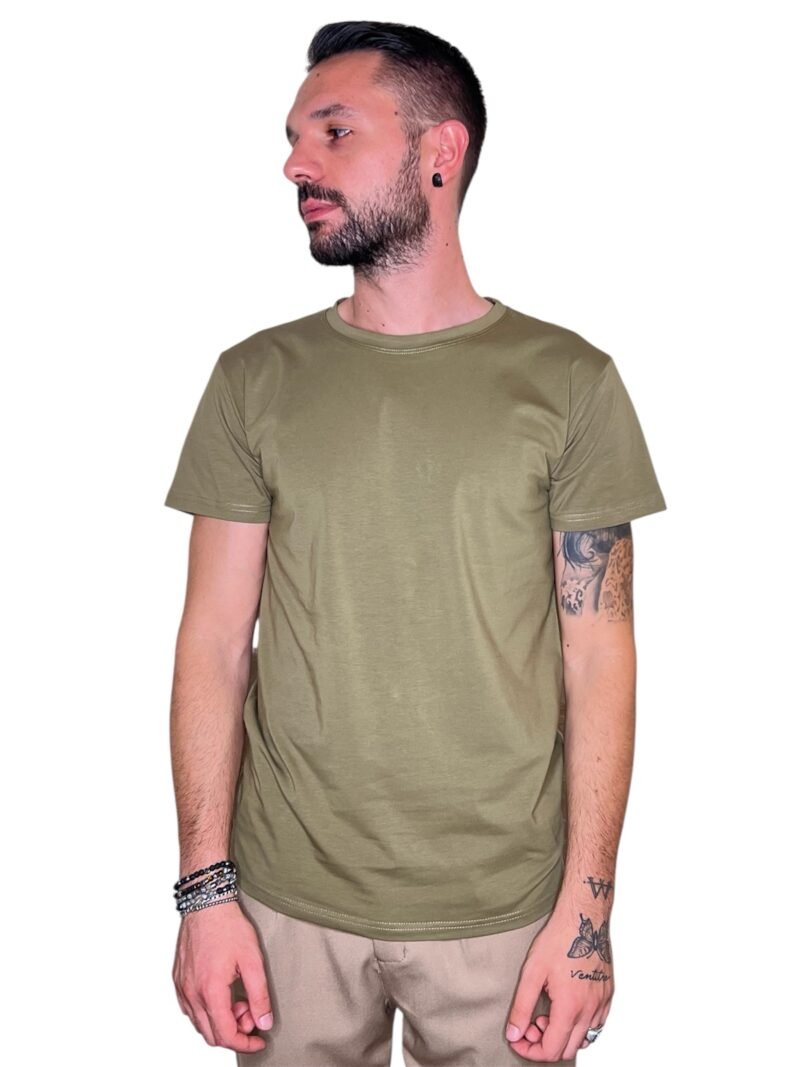 T-SHIRT BASIC IN COTONE VERDE-MANICA CORTA