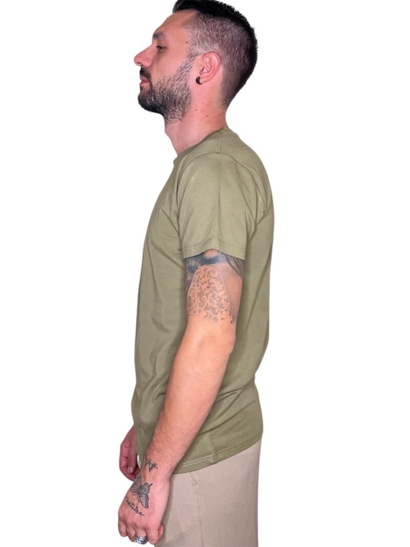 T-SHIRT BASIC IN COTONE VERDE-MANICA CORTA - immagine 3