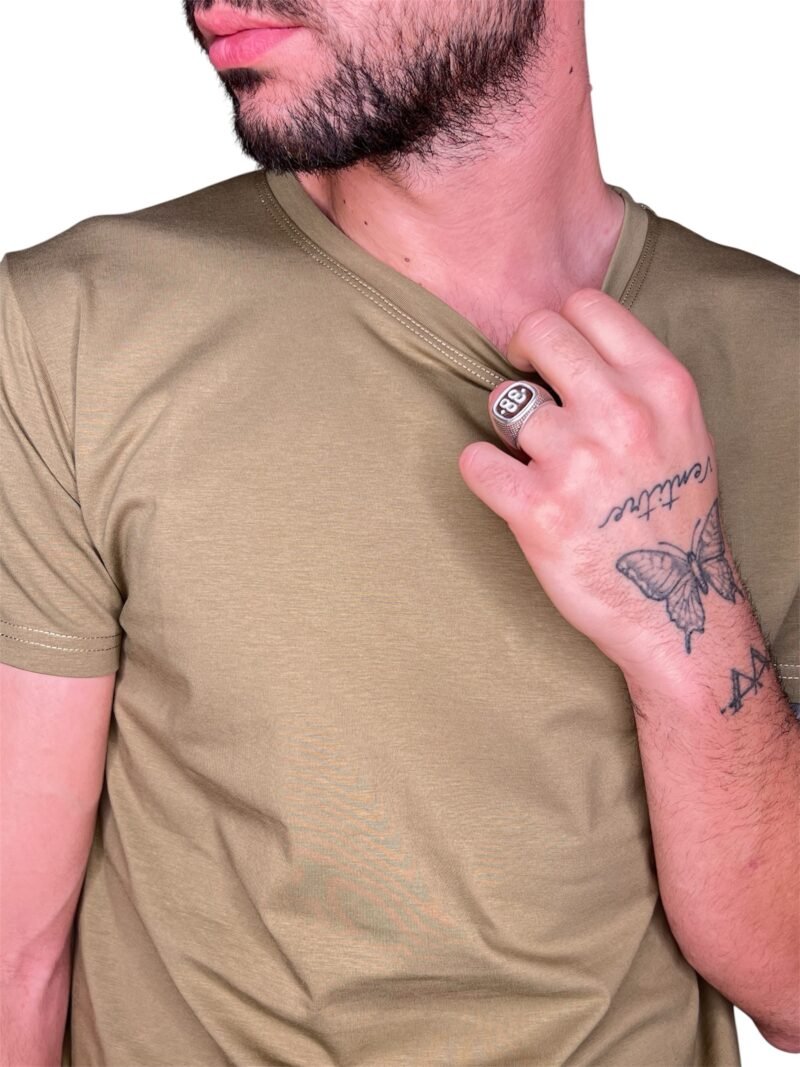 T-SHIRT BASIC IN COTONE VERDE-MANICA CORTA - immagine 2