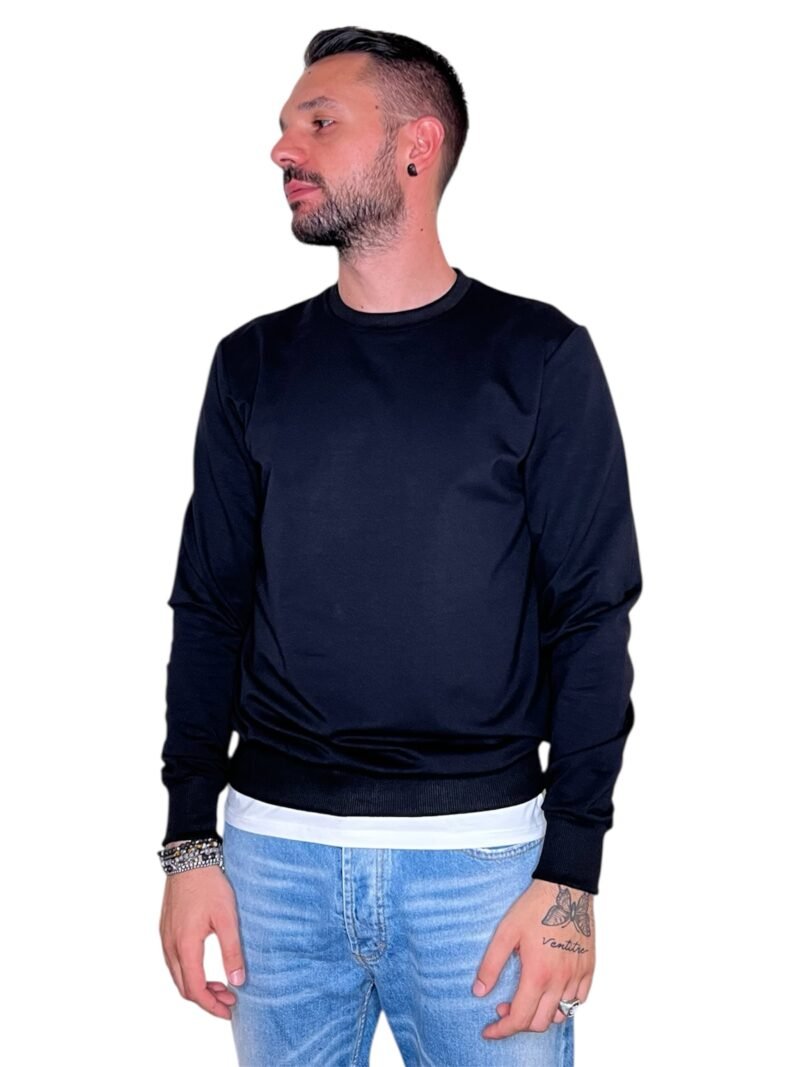 FELPA LEGGERA GIROCOLLO IN COTONE NERO - immagine 5