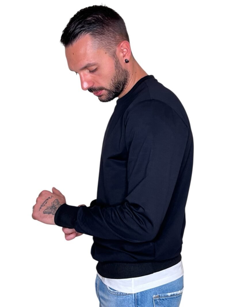 FELPA LEGGERA GIROCOLLO IN COTONE NERO - immagine 3