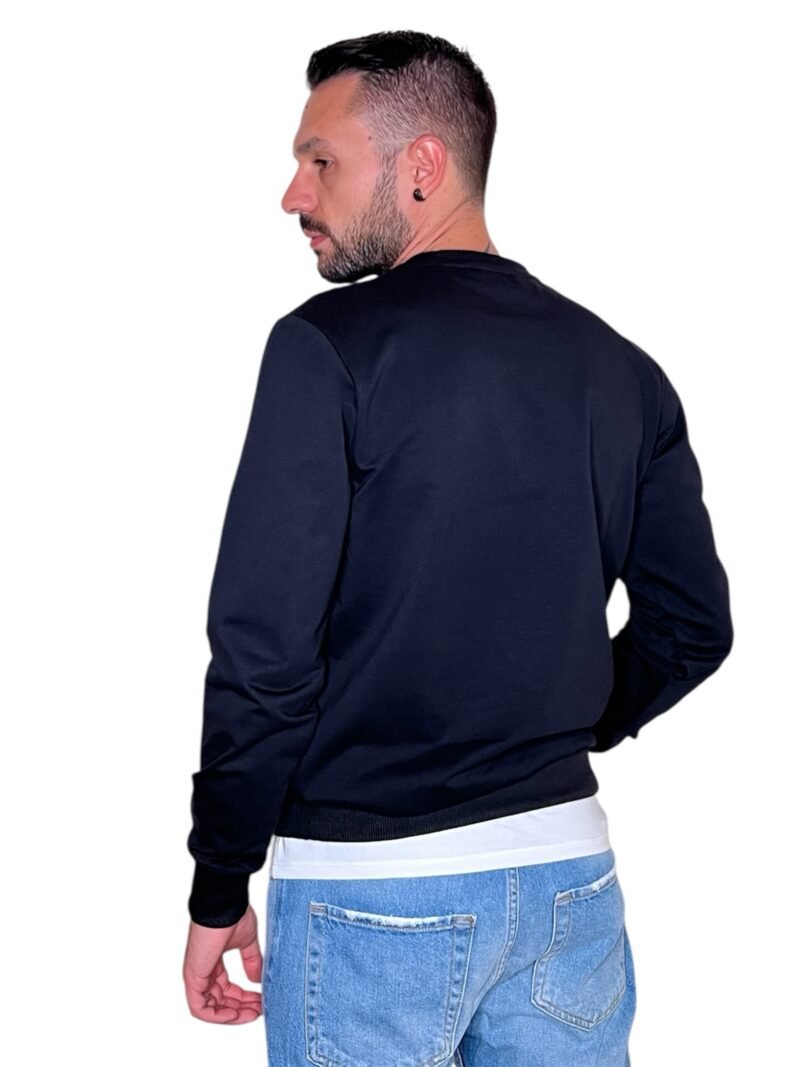 FELPA LEGGERA GIROCOLLO IN COTONE NERO - immagine 2
