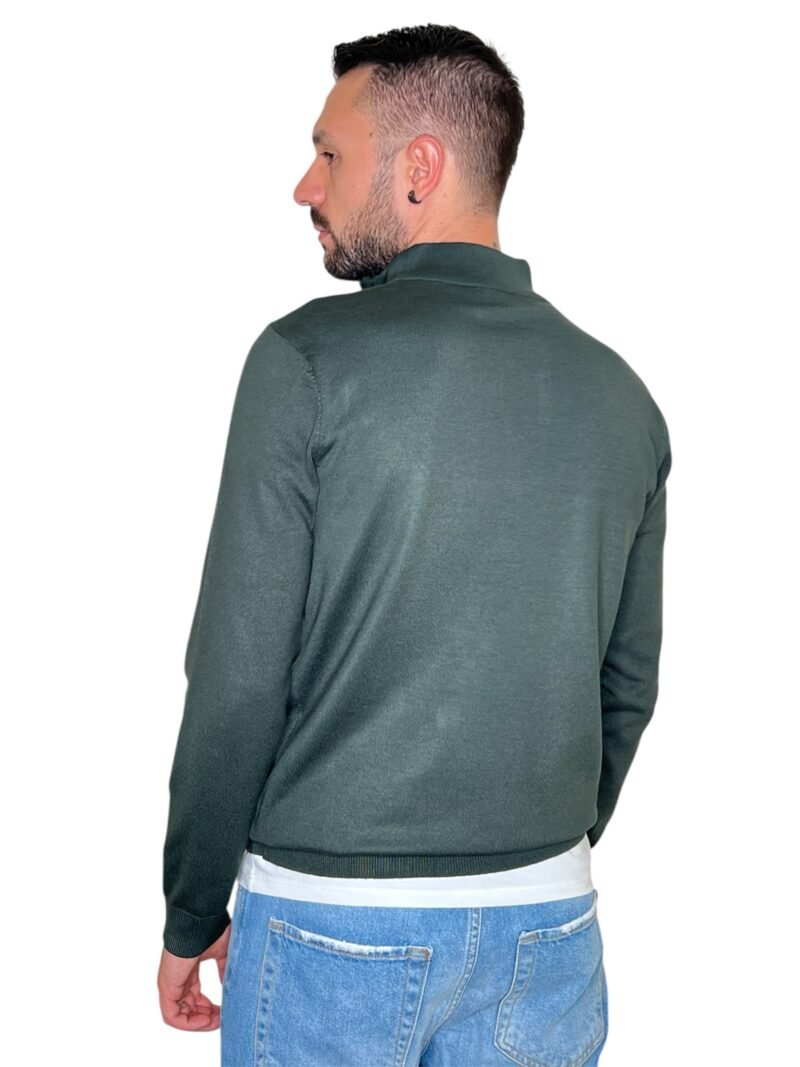 MAGLIA UOMO MEZZO COLLO CON ZIP VERDE - immagine 2