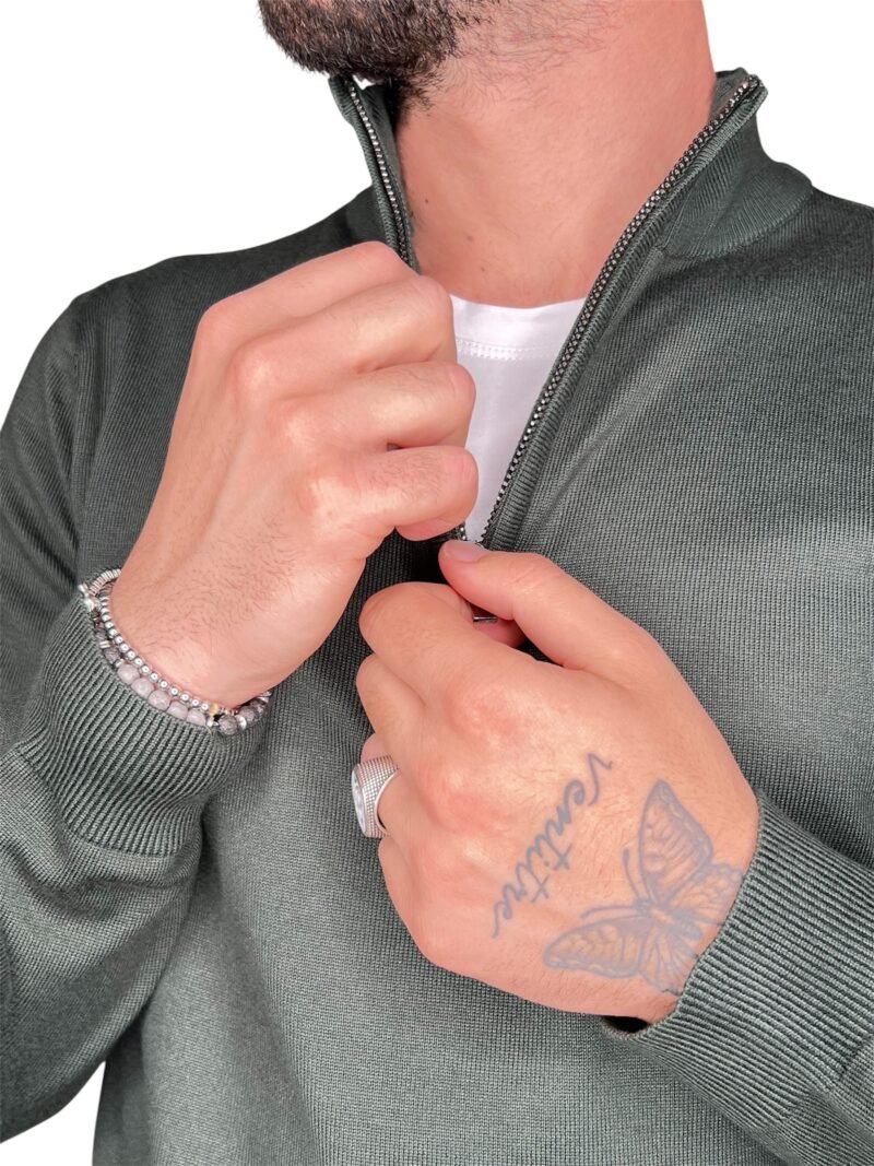 MAGLIA UOMO MEZZO COLLO CON ZIP VERDE - immagine 3