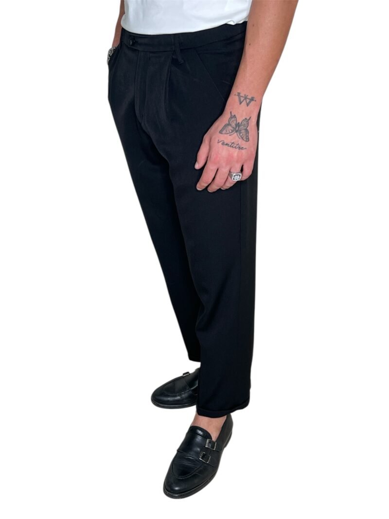 PANTALONE UOMO NERO ELEGANTE CON ELASTICO IN VITA - immagine 6
