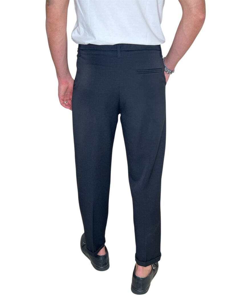 PANTALONE UOMO NERO ELEGANTE CON ELASTICO IN VITA - immagine 5