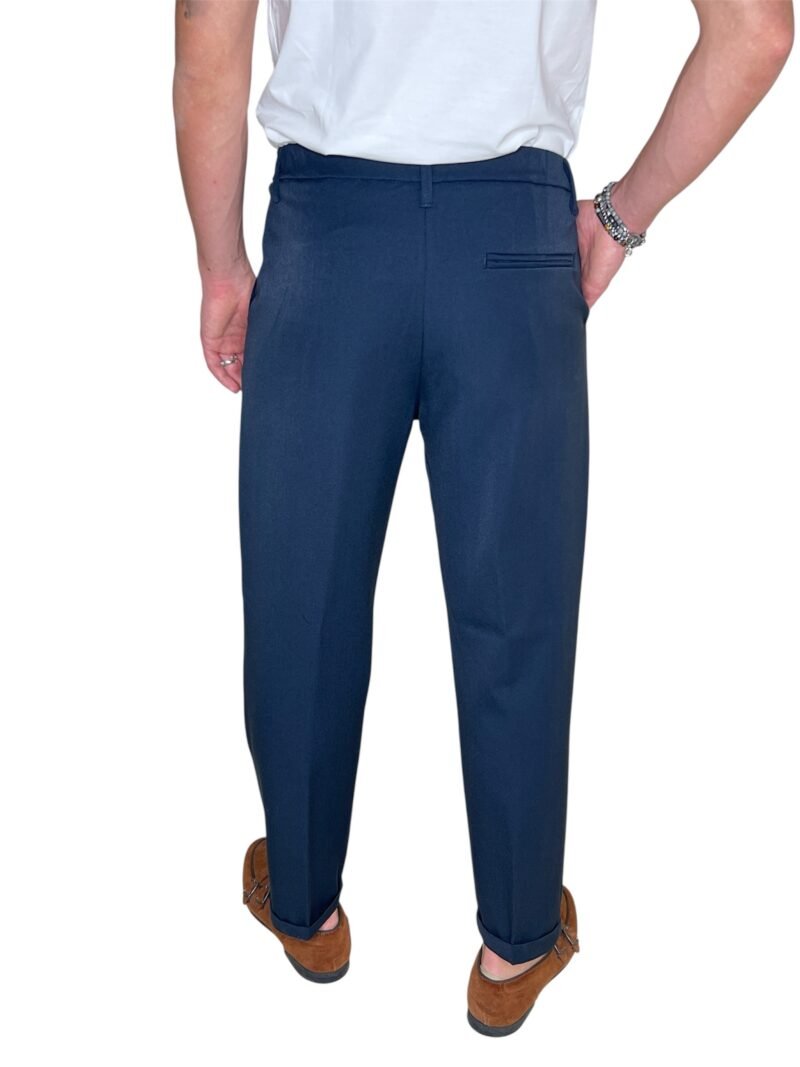 PANTALONE UOMO BLU ELEGANTE CON ELASTICO IN VITA - immagine 2