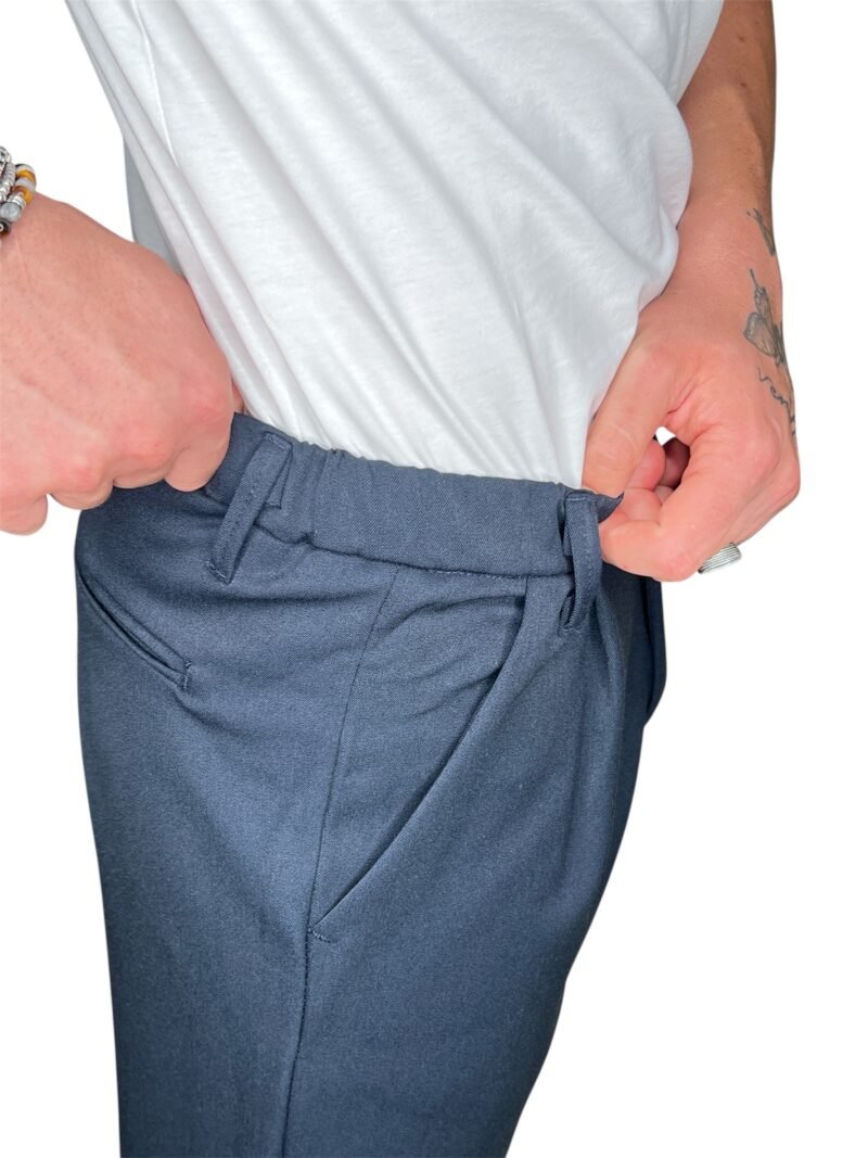 PANTALONE UOMO BLU ELEGANTE CON ELASTICO IN VITA - immagine 5