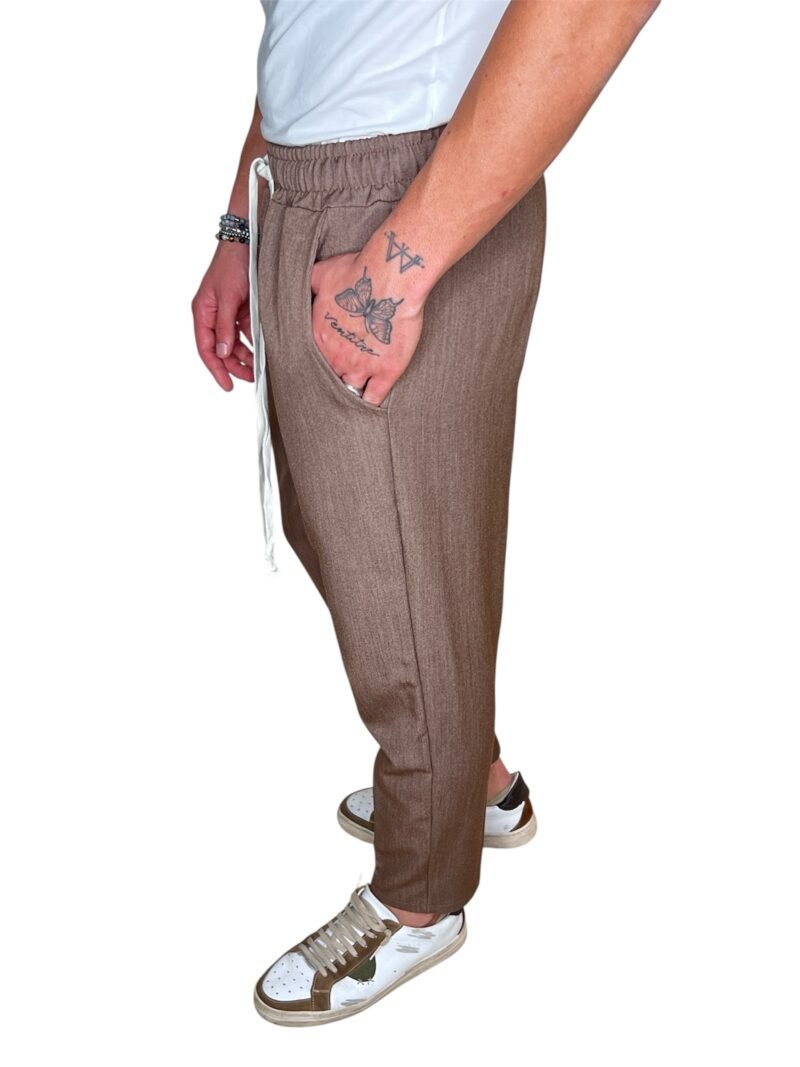 PANTALACCIO UOMO MARRONE BRUCIATO CON COULISSE - immagine 6