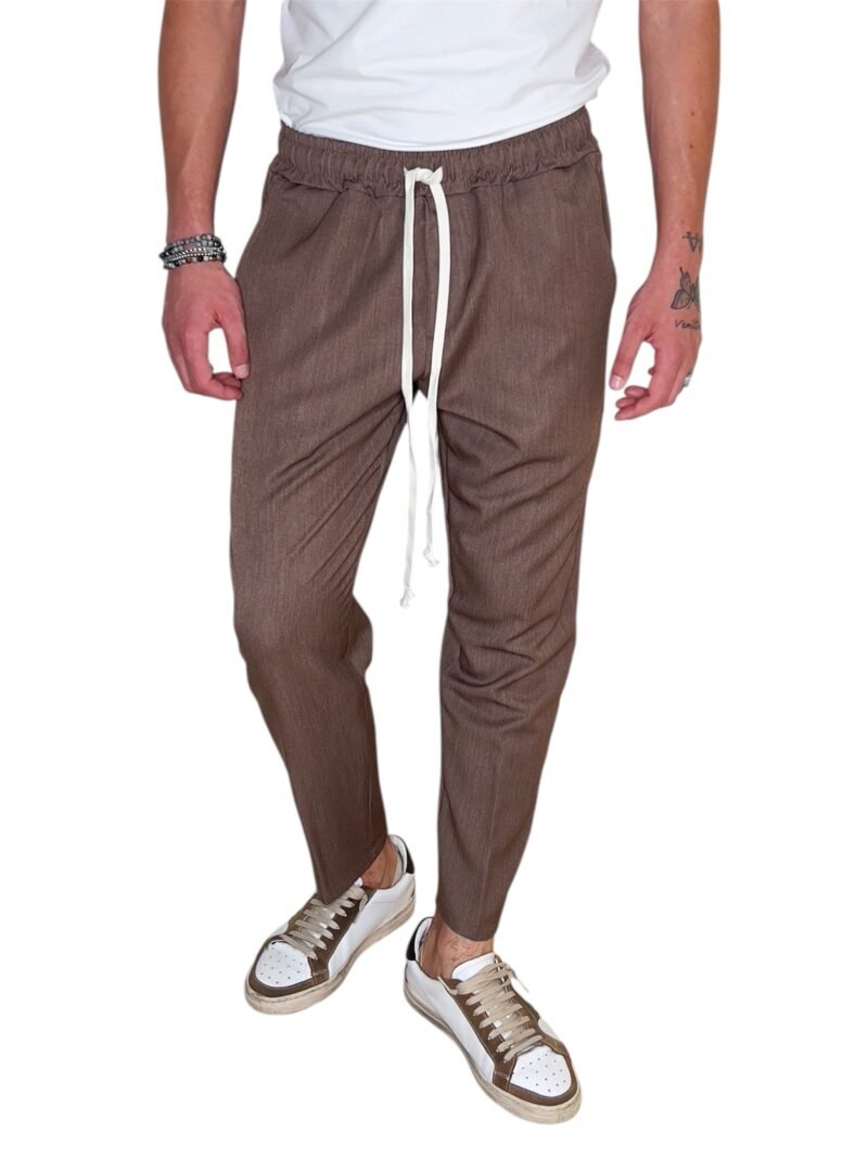 PANTALACCIO UOMO MARRONE BRUCIATO CON COULISSE - immagine 5