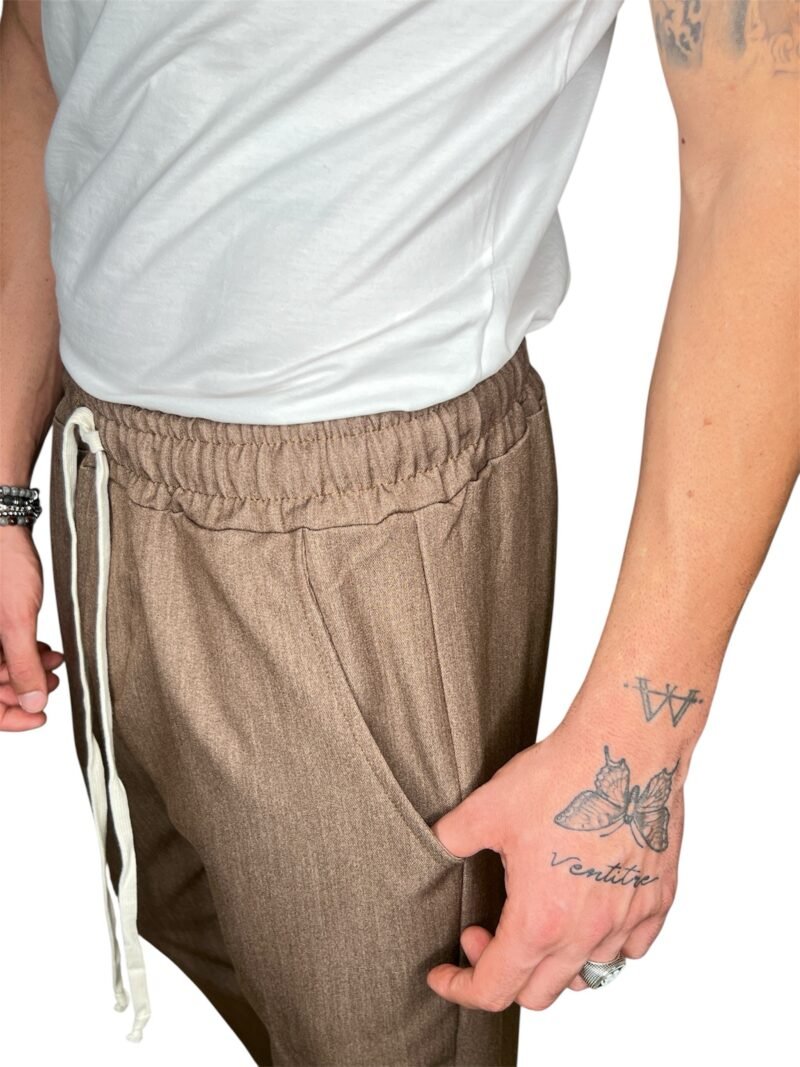 PANTALACCIO UOMO MARRONE BRUCIATO CON COULISSE - immagine 4