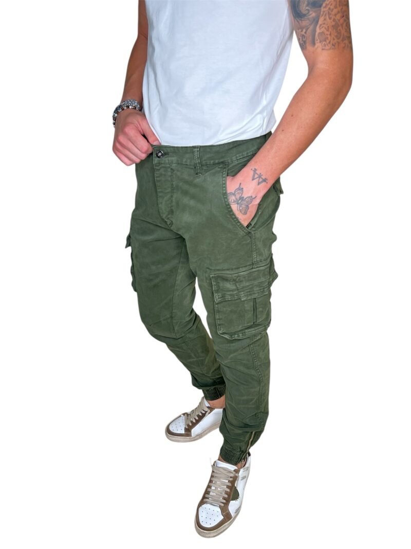 PANTALONE CARGO VERDE CON TASCONI - immagine 6