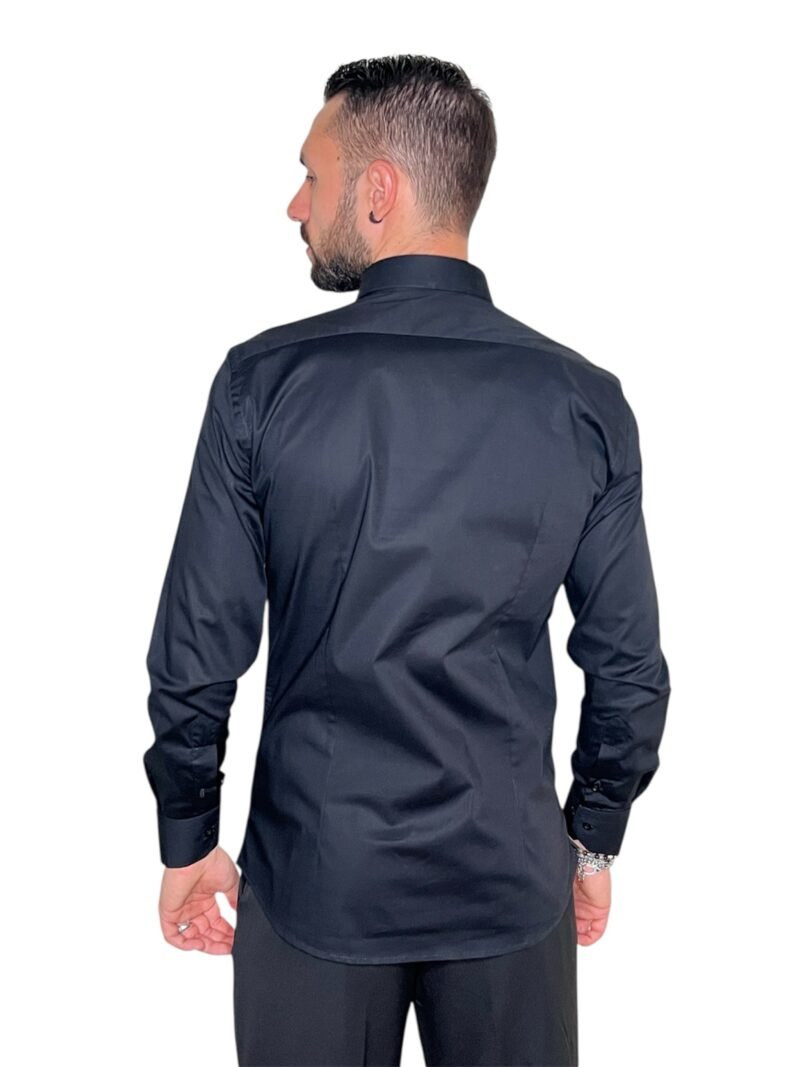 CAMICIA SARTORIALE UOMO NERA SLIM FIT - immagine 2