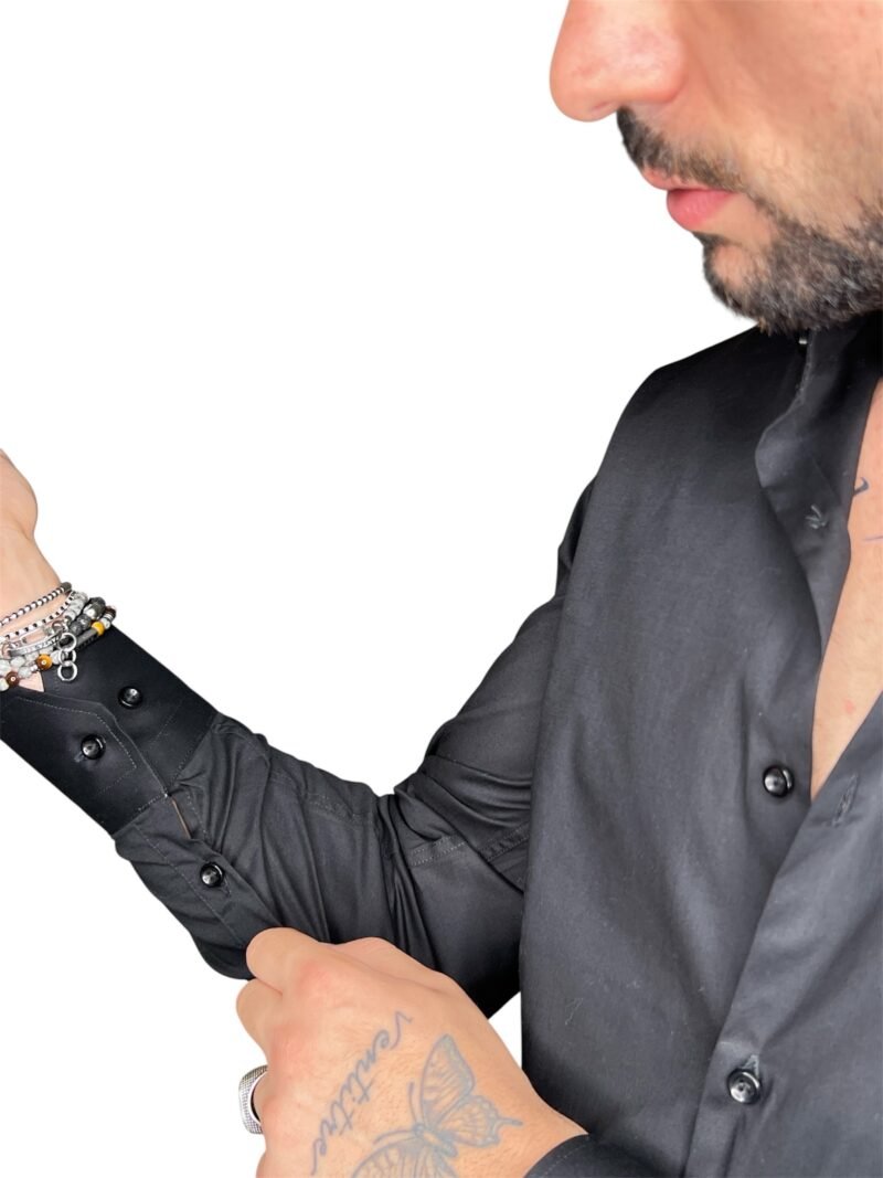 CAMICIA SARTORIALE UOMO NERA SLIM FIT - immagine 4