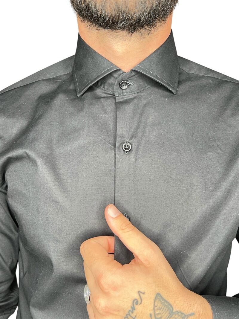CAMICIA SARTORIALE UOMO NERA SLIM FIT - immagine 3