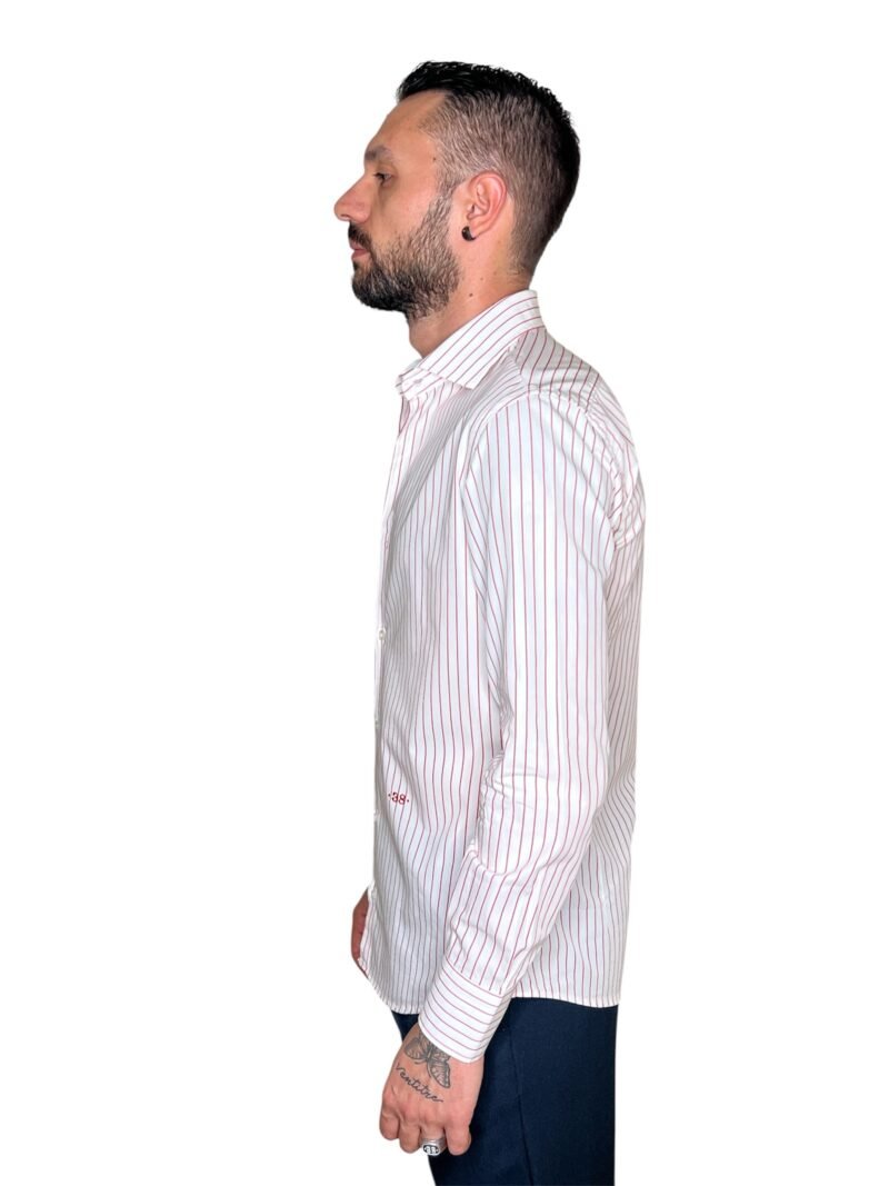 CAMICIA SARTORIALE UOMO SLIM FIT RIGHE ROSSE - immagine 5