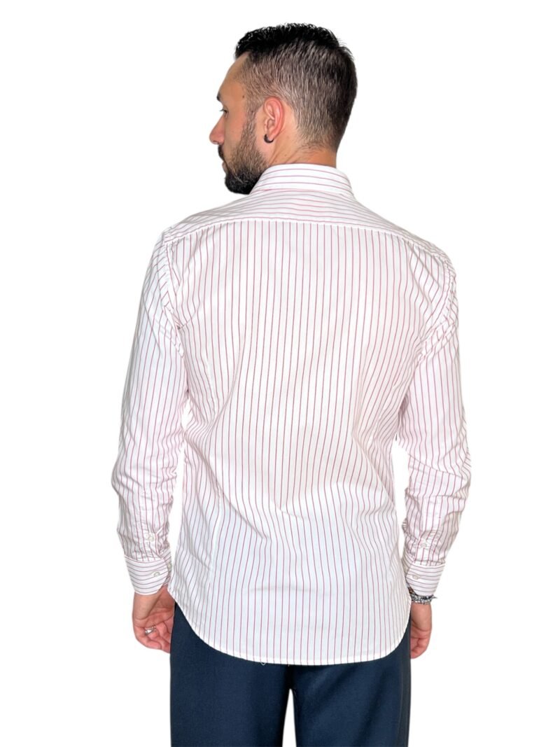CAMICIA SARTORIALE UOMO SLIM FIT RIGHE ROSSE - immagine 2