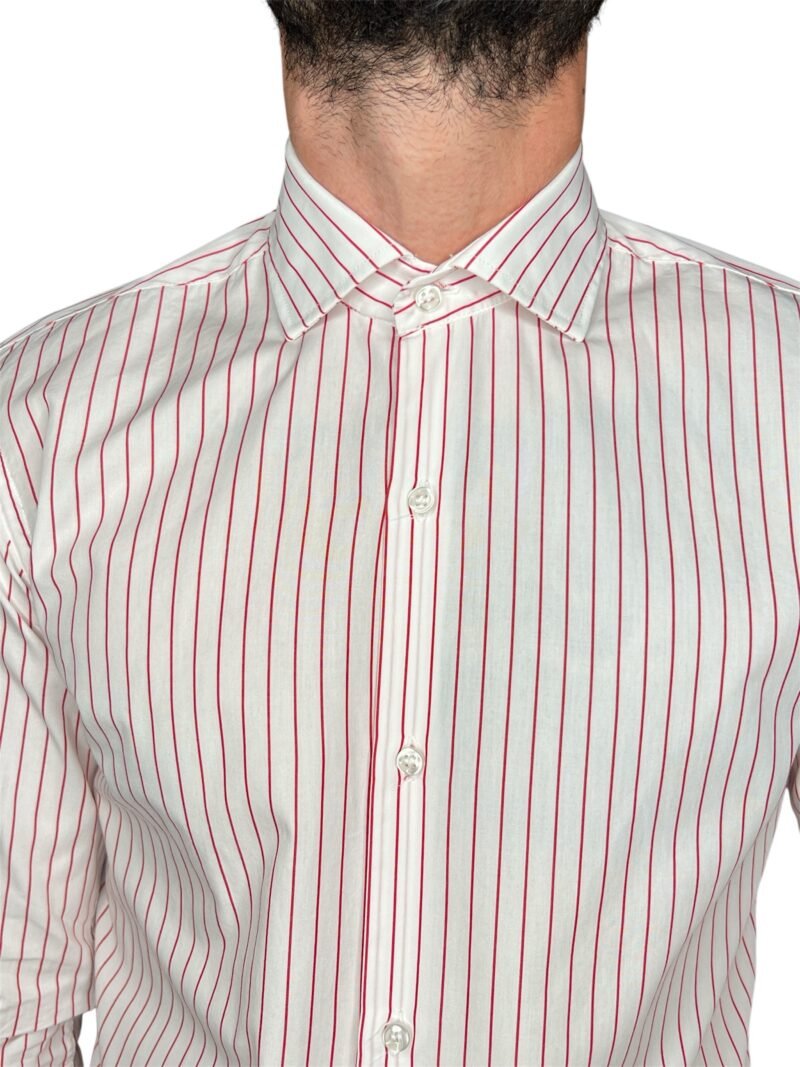 CAMICIA SARTORIALE UOMO SLIM FIT RIGHE ROSSE - immagine 4