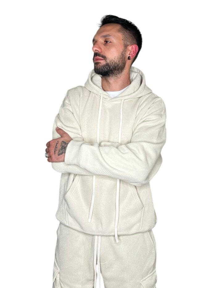 TUTA UOMO EFFETTO MAGLIA CON CARGO PANTS PANNA