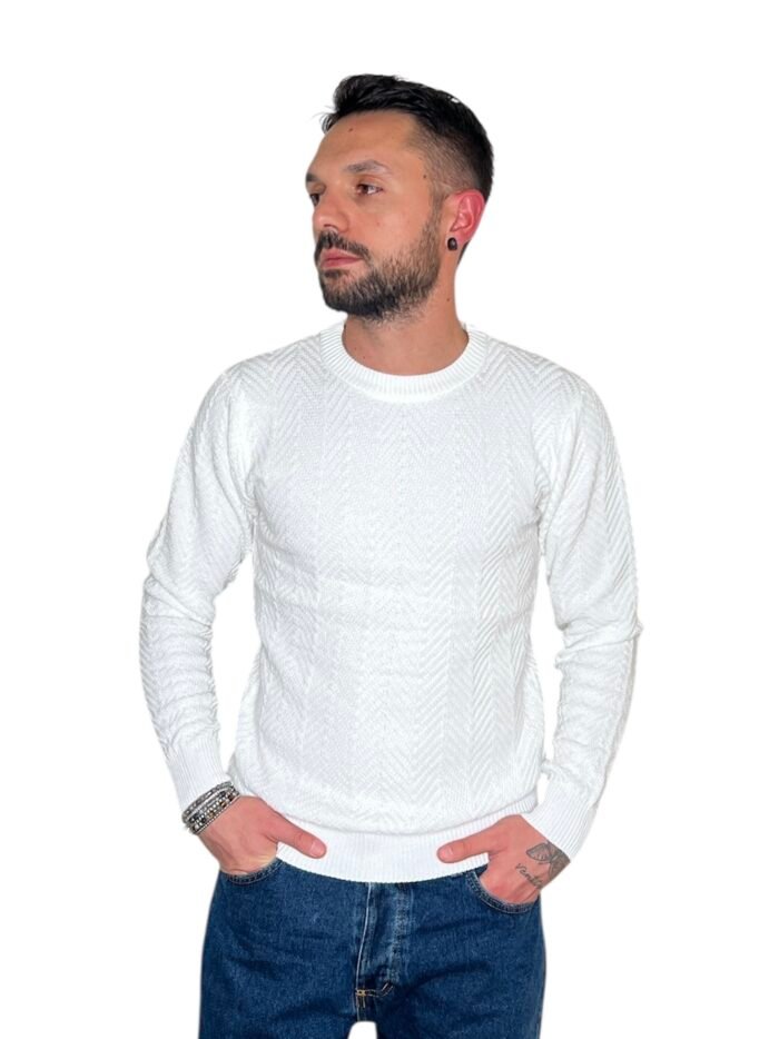 MAGLIONE GIROCOLLO BIANCO