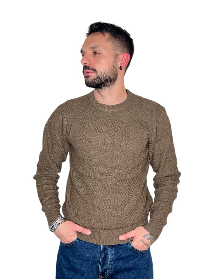 MAGLIONE GIROCOLLO FANGO