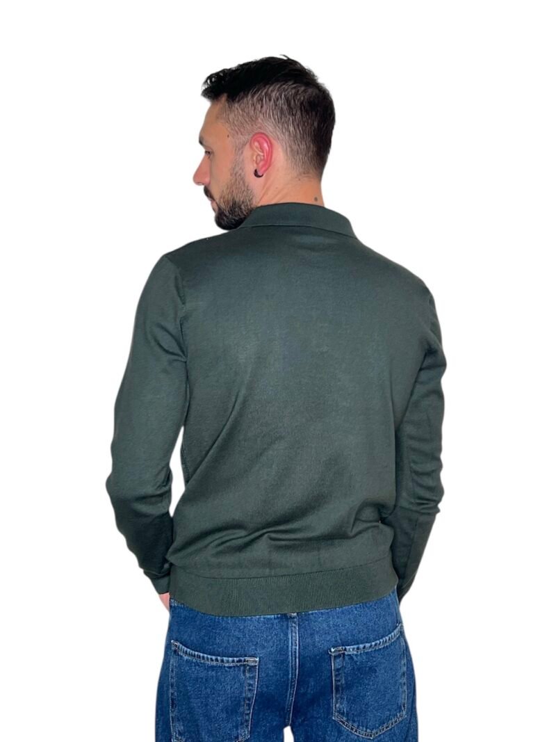 POLO UOMO MANICA LUNGA CON COLLETTO TRAMA STRUTTURATA VERDE - immagine 4