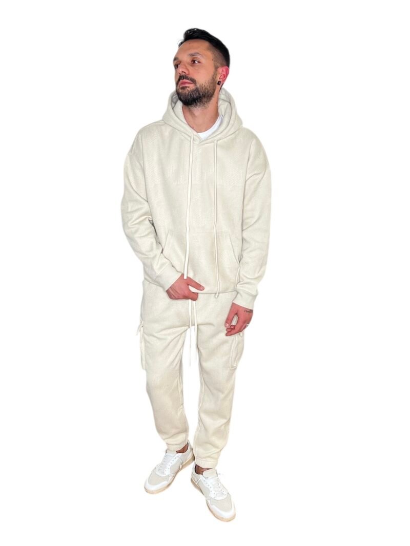 TUTA UOMO EFFETTO MAGLIA CON CARGO PANTS PANNA - immagine 3
