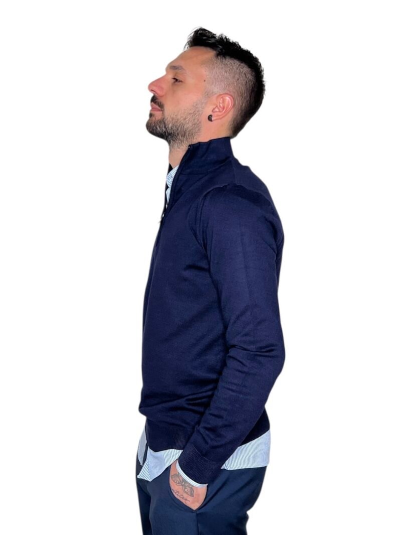 MAGLIA UOMO MEZZO COLLO CON ZIP BLU - immagine 4