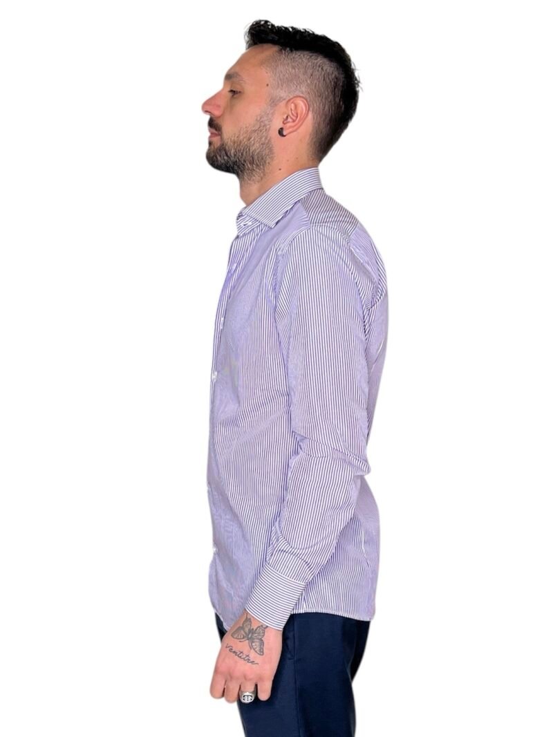 CAMICIA SARTORIALE UOMO SLIM FIT RIGHE LILLA - immagine 4