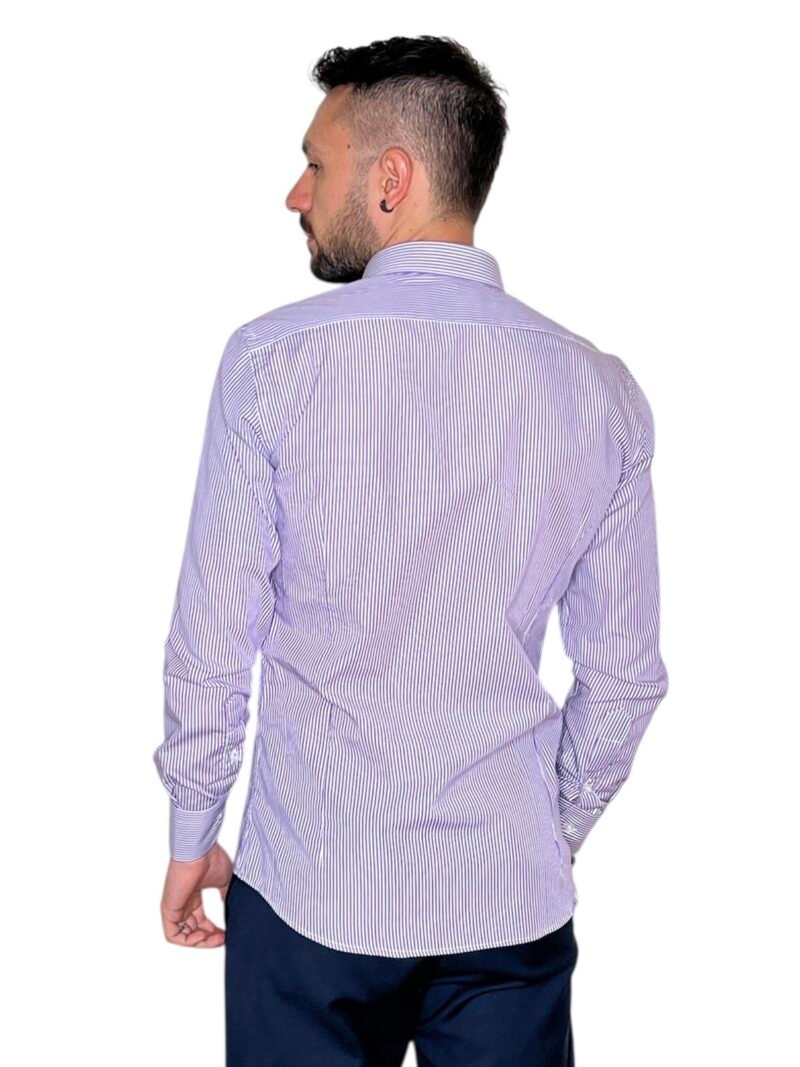 CAMICIA SARTORIALE UOMO SLIM FIT RIGHE LILLA - immagine 2