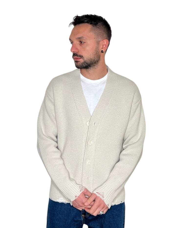 CARDIGAN CON ROTTURE PANNA