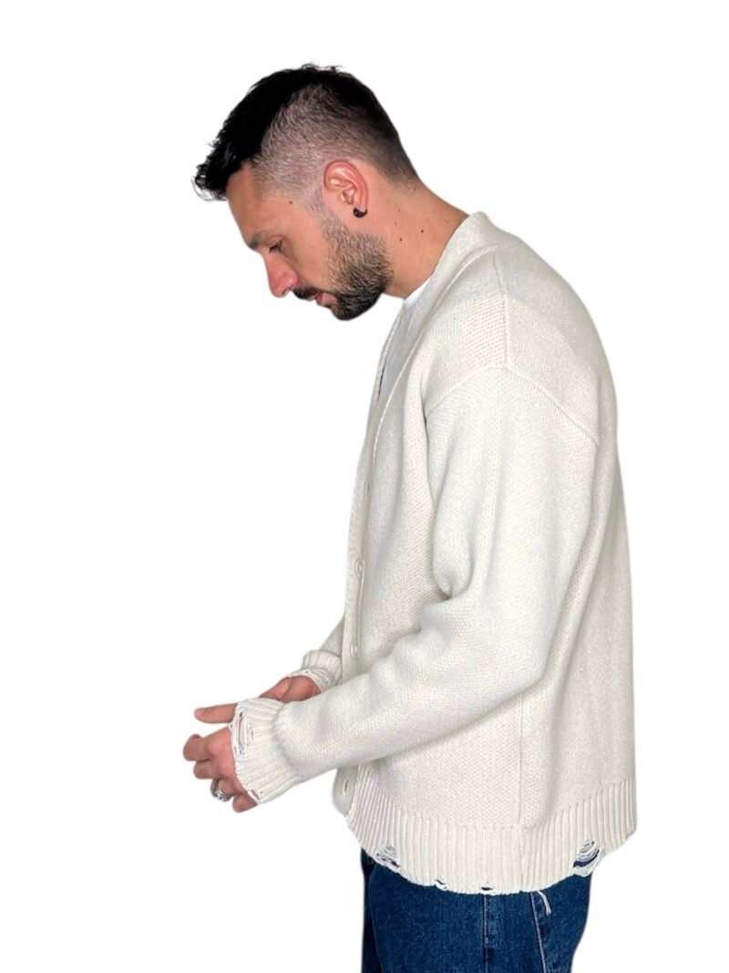 CARDIGAN CON ROTTURE PANNA - immagine 3